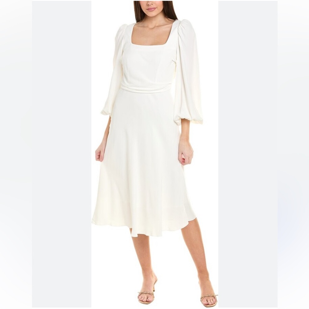 NEW Ungaro Margot Balloon long sleeve Midi bridal modest wedding dress Ivory